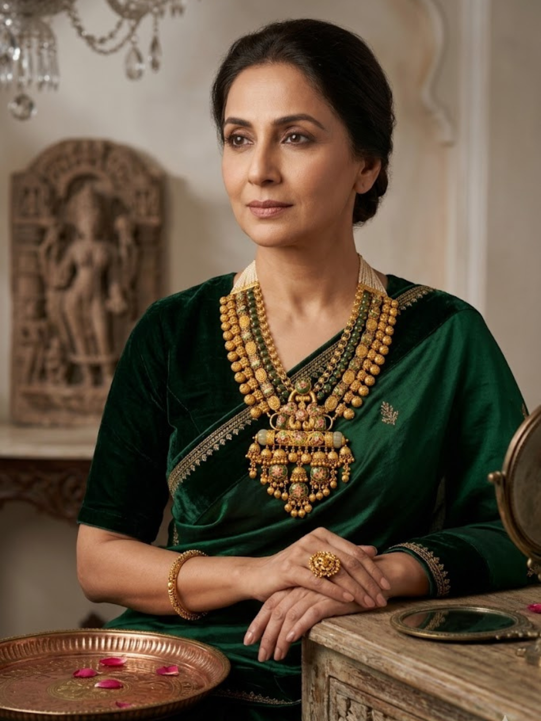Maharani Rajwada Heritage Gold Necklace Set – Temple-Inspired Royal Bridal Jewellery